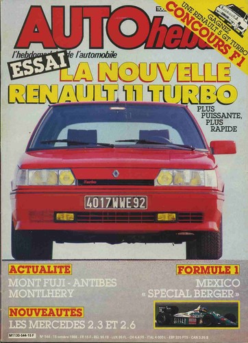 Auto hebdo 544 - auto, 15/10/1986