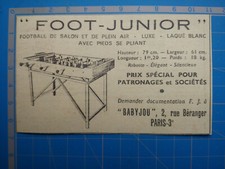 FOOT JUNIOR BABY FOOT BABYJOU PARIS  publicité ancienne 1954 advert  
