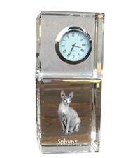 Sphynx horloge en cristal avec