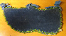 19th Century BLUE VELVET SLIPPER EMBROIDERED SEED BEADS & RIBBONS