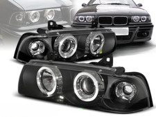 Paire Feux Phares BMW serie 3 E36 Coupe 90-99 angel eyes noir