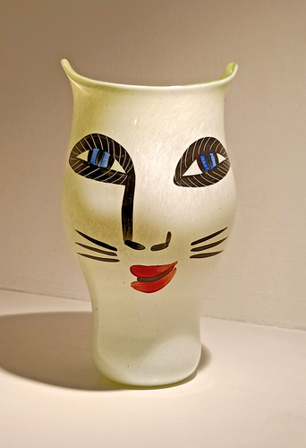 Vase verre soufflé signé - vase,