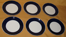 Série de 6 petites assiettes coupelles à pain porcelaine bleu de four  13 cm
