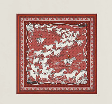 Unused w/box HERMES Carre 55 LES MUSTANGS Horse Silk Scarf 55cm US duty free