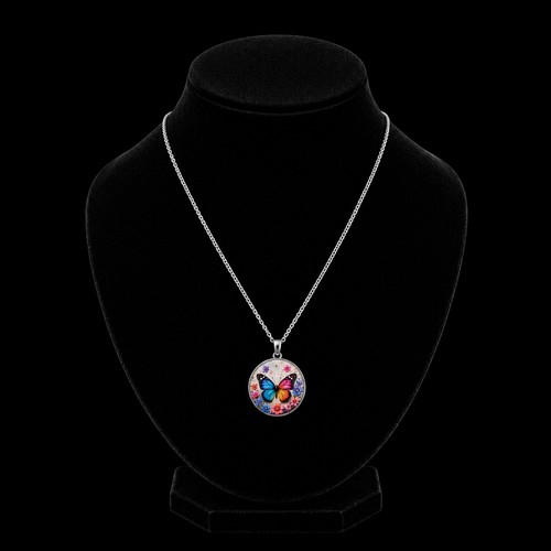 Collier papillon multicolore - collier,