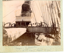 Boat, ship, footbridge of Sainte-Marie vintage albumen print, albu print