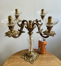 Fabulous Brass & Crystal Ornate Candelabra Lamp 4 Branches