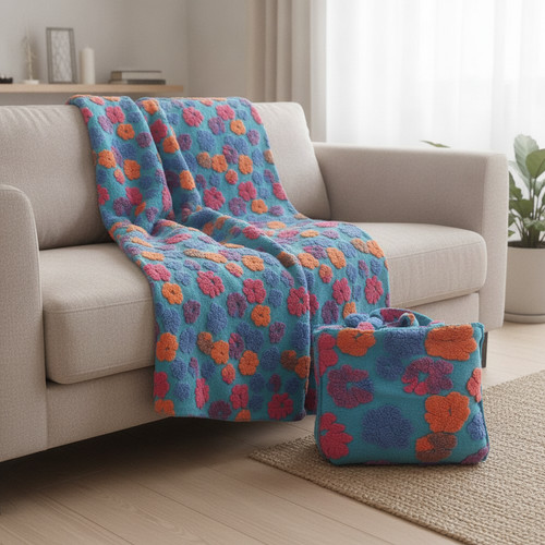 Plaid canapé turquoise - plaid, de