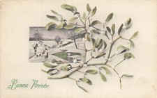 CP VIENNA GOOD YEAR FRAME COTTAGE DEER DEER SNOW MISTLETOE STREAM - 39224