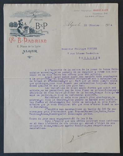 Facture 1914 algerie - facture, padrixe
