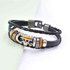 Bracelet Cuir One Piece Marron Enfant Pirate Bijou  Cosplay Manga Cadeau luffy