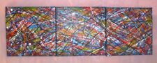 Acrylic triptych painting SILVANO 120 x 40 cm POLLOCK 2023 Abstract Art