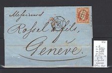 France - Lettre  Paris  pour Geneve - SUISSE - 1856 - ROULEAU DE POINTS