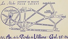 La Niche, INSTITUT DE BEAUTE POUR CHIENS, Paris France 1950s Business Card