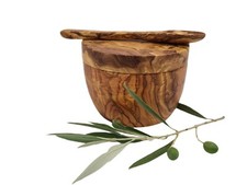 Natural Olive Wood Pot with Lid and Spoon (8139)