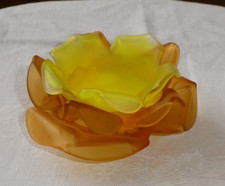 TULIPE PATE DE VERRE EN FORME DE FLEURS JAUNE ET AMBRE APPLIQUE LUSTRE LAMPE