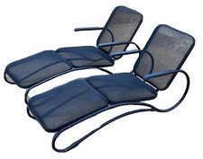 2 Zerbee Art Deco Machine Age Chaise Lounge Chair Metal Outdoor Patio Vtg Mcm