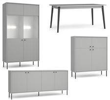Salle à Manger Ensemble Iris 4-teilig Vitrine Commode Buffet Haut Rainurée