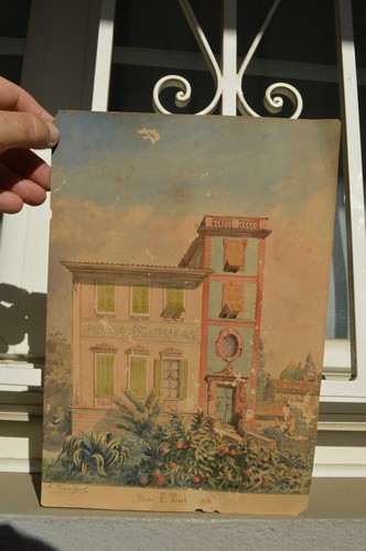 Aquarelle ancienne 19ème - , a