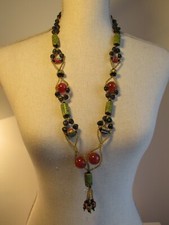 African necklace African pearls, amber, seeds, small glass beads