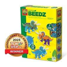 SES Creative- Dinosaure Green Beedz-Kit de Perles à Repasser tricératops, 06405