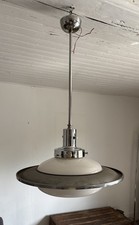 Rare Original Patented 1930s Italian Bauhaus Style Opaline Chandelier