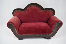 OLD FURNITURE FOR DOLL VELVET SOFA WOOD AND NAILS DOLL SOFA 42 CM