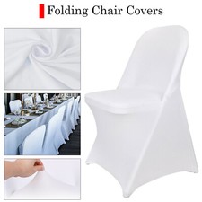 Blanc Pliable Chaise Siège Housses Extensible Universal Mariage Fête Fournitures