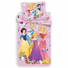 Disney Princess Housse Couette Simple Set 100% Coton ENFANT Réversible Ue Taille