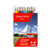 Caran d'Ache Prismalo Colour Pencil 12 Tin Set Aquarelle Artist Watercolour New