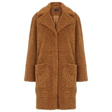 EX M&S Womens Overcoat Faux Fur Ladies Long Camel Winter Outwear Trench Coat NEW