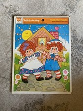 Raggedy Ann Andy Sandbox Whitman Frame Tray Puzzle Vintage 1976 Rag Doll
