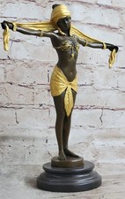 Bronze Chiparus Gypsy Girl Dancer Semi Nude Statue Sculpture Patina Art Decor