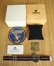 YEMA SUPERMAN 300M COMMANDO HUBERT FRENCH MILITARY DIVER WATCH + BOX & PATCH SET