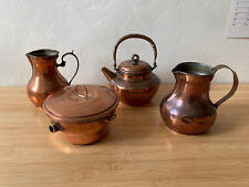 Lot de 4 objets anciens en cuivre - années 50 - théière, cruche - "A la pagode"