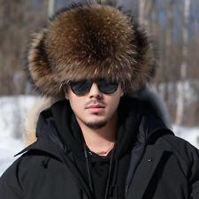 Unisex Real Fox Fur Hat Russian Ushanka Hat Aviator Trapper Hunter Cap Earlaps
