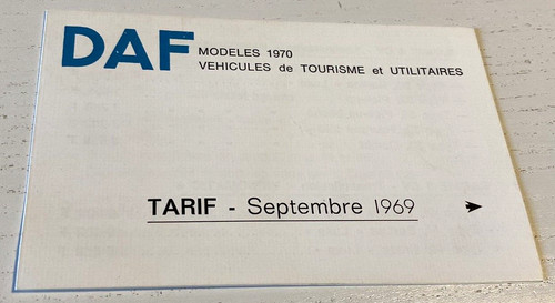 Tarif daf modèles 1970 - tarif,