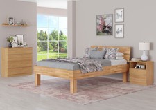 Lit double hêtre 140x200 haut bois massif Lit pour personnes âgées