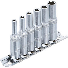 JEU 6 DOUILLES EXTRA LONGUES CARRE 1/4 PROFIL TORX E BGS DE E4 à E10