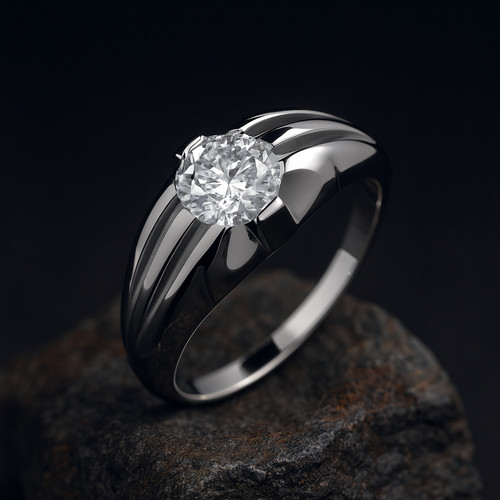Bague solitaire homme - , en
