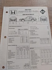 Honda Prelude 1.8 2.0 2.0 i 16s 150 137 114 104 fiche technique Reglatec Dp 1983