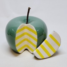 Pomme Décorative En Porcelaine Couleur Vert D'eau Et Jaune