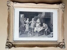 Cadre en bois et stucs patiné + lithographie LANCRET XIXe siècle