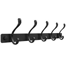 Porte Manteau Mural Patere Murale avec 5 Crochets Doubles Noir Haute Capacité...