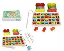 Jeu De Pêche Magnétique En Bois Lettres Chiffres 36Pz Montessori Éducatif Bamb