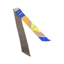 Hermes Clic Clac Modern Canvas Twilly Silk 86cm Used From Japan