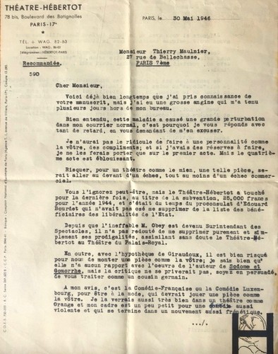 Jacques hebertot lettre - jacques,