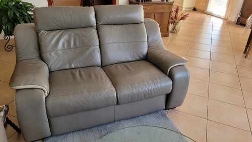 Canape cuir couleur taupe - cuir,