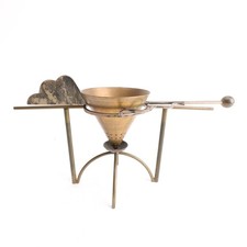 Mixed Metal Tea Strainer & Stand Memphis Modernist Ettore Sottsass?