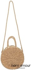 NIB HERA AMOUR ARTISAN HANDWOVEN ROUND STRAW CROSSBODY PURSE HANDLES STRAP BEACH